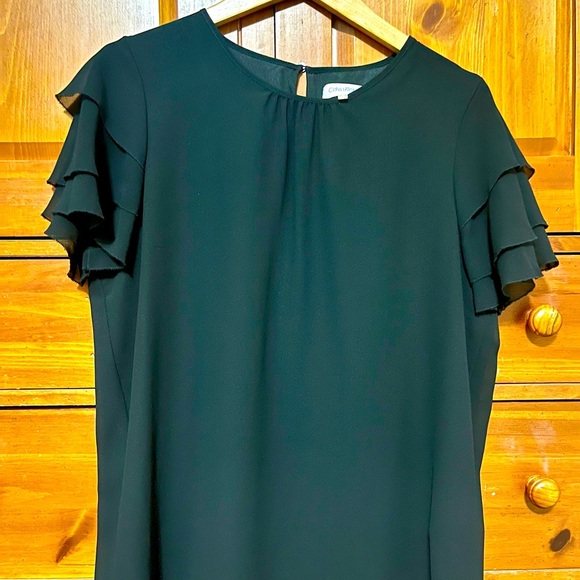 Calvin Klein Black Ruffle Sleeve Blouse - Picture 1 of 7